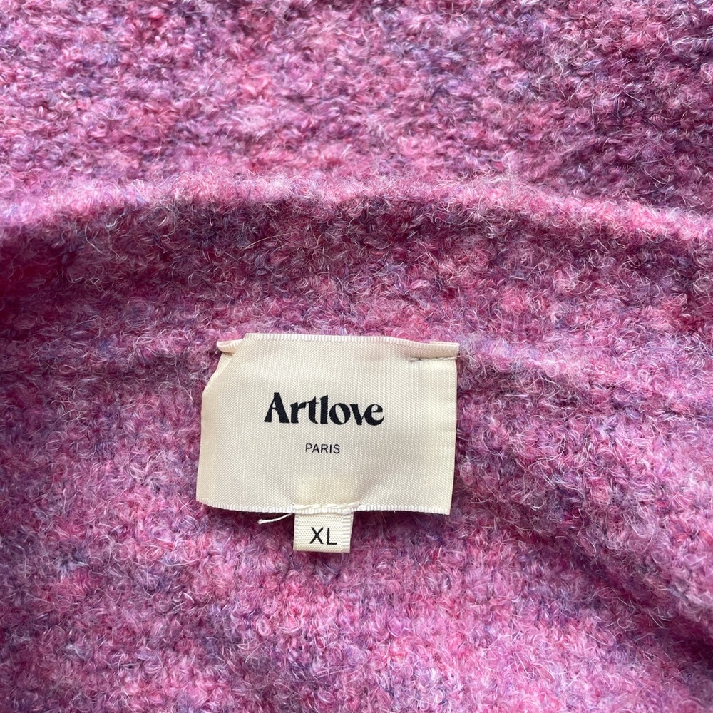Artlove Paris Pink Fluffy Sweater XL Textured Knit Round Neck - Picture 6 of 7